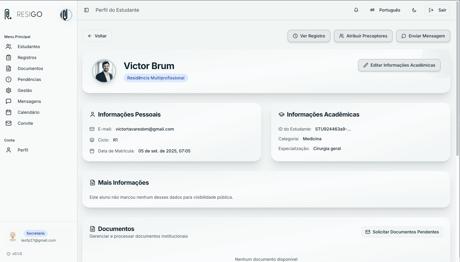 Perfil acadêmico do estudante