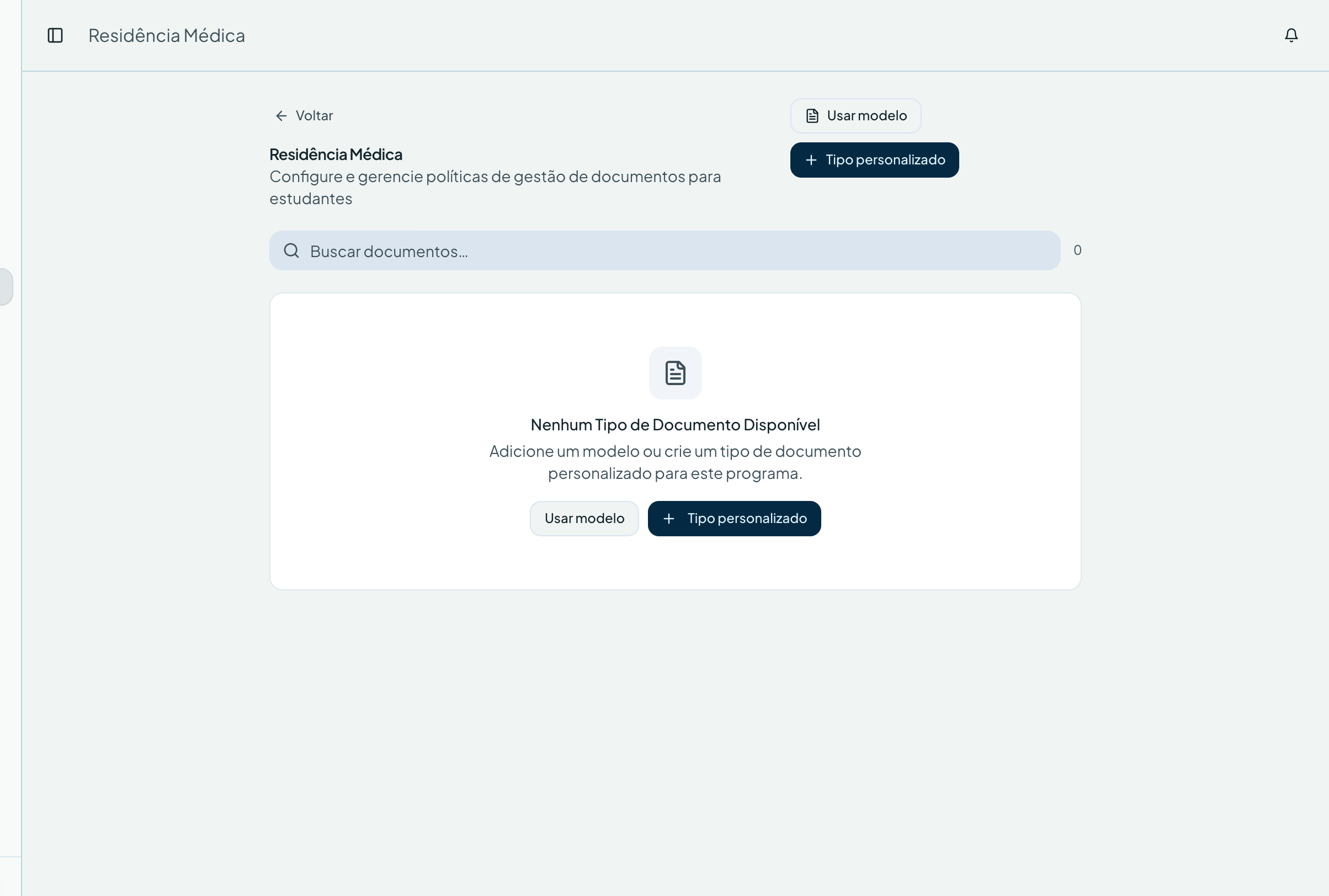 Começando as regras do programa — Documentos por programa no sistema de gestão ResiGo