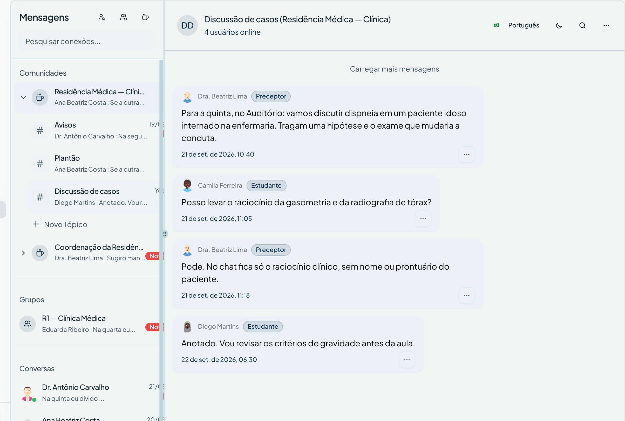 O canal da comunidade — Mensagens no sistema de gestão ResiGo
